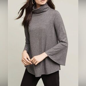 Anthropologie Postmark Liz Metallic Stripe Gray Turtleneck Small